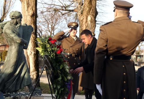 Predsjednik Hrvatskoga sabora Gordan Jandroković sudjeluje u ceremoniji polaganja zajedničkog vijenca državnog vrha u povodu obilježavanja Međunarodnog dana sjećanja na žrtve holokausta, Gradsko groblje Mirogoj, 26. siječnja 2018.
