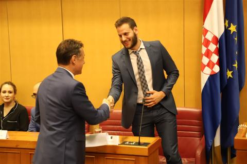 Predsjednik Sabora Gordan Jandroković nazoči 2. simuliranoj sjednici studenata Sveučilišta u Zagrebu i Veleučilišta u Rijeci, Hrvatski sabor, 7. svibnja 2018.