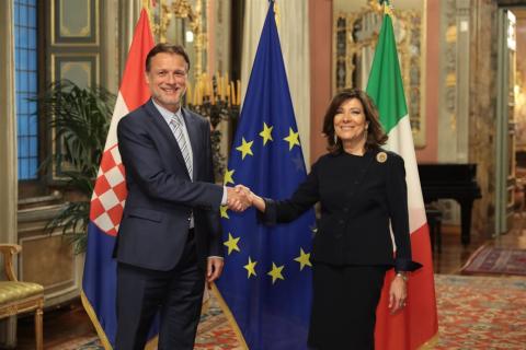 Predsjednik Hrvatskoga sabora Gordan Jandroković na susretu s predsjednicom Senata Italije Mariom Elisabetom Alberti Casellati, Rim, Senat Italije, 15. studenoga 2018.