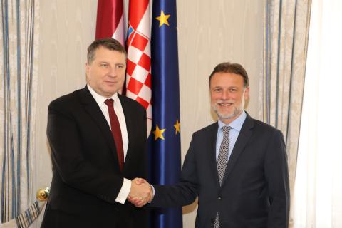 Croatian Parliament Speaker Gordan Jandroković received Latvian President Raimonds Vejonis