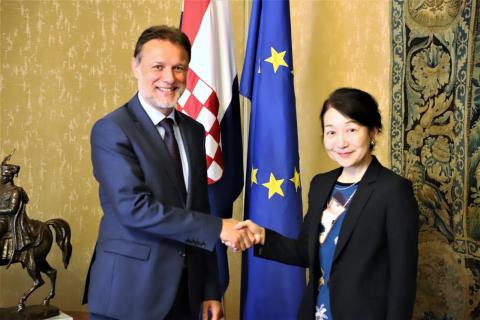 Parliament Speaker Gordan Jandroković and Japan's Ambassador to Croatia Misako Kaji