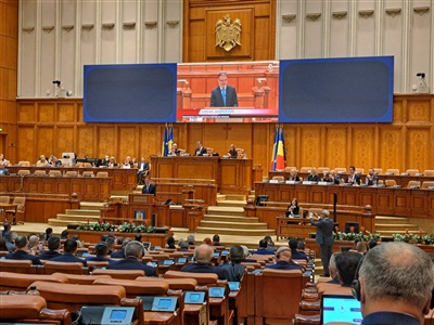 Predsjednik Sabora Jandroković u Zastupničkom domu rumunjskog Parlamenta (Foto: Zastupnički dom Parlamenta Rumunjske)