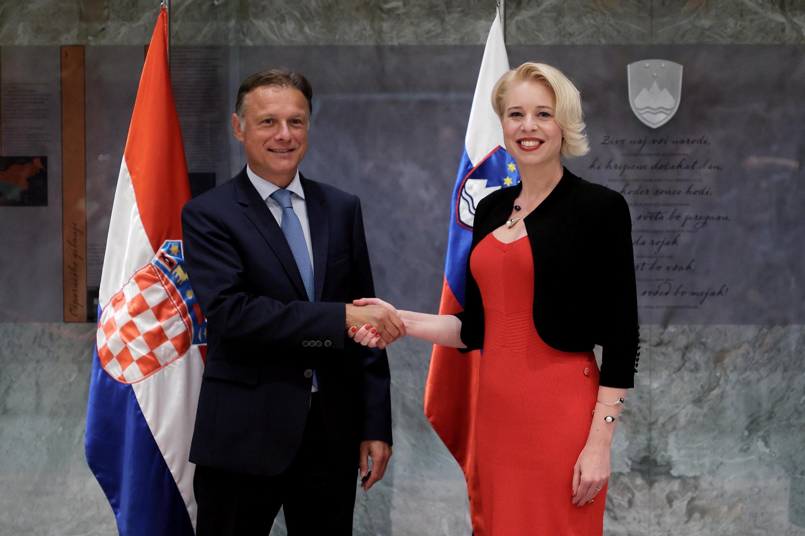 Croatian Parliament Speaker Gordan Jandroković at the meeting with his Slovenian counterpart Urška Klakočar Zupančič (Photo by National Assembly of the Republic of Slovenia/Matija Sušnik)